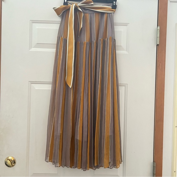 Sold out style! Zimmerman silk stripe belted midi skirt size 0 us size 4 - Picture 3 of 13
